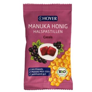 Био Пастили за Гърло с Мед от Манука - HOYER (30 гр) - Касис
